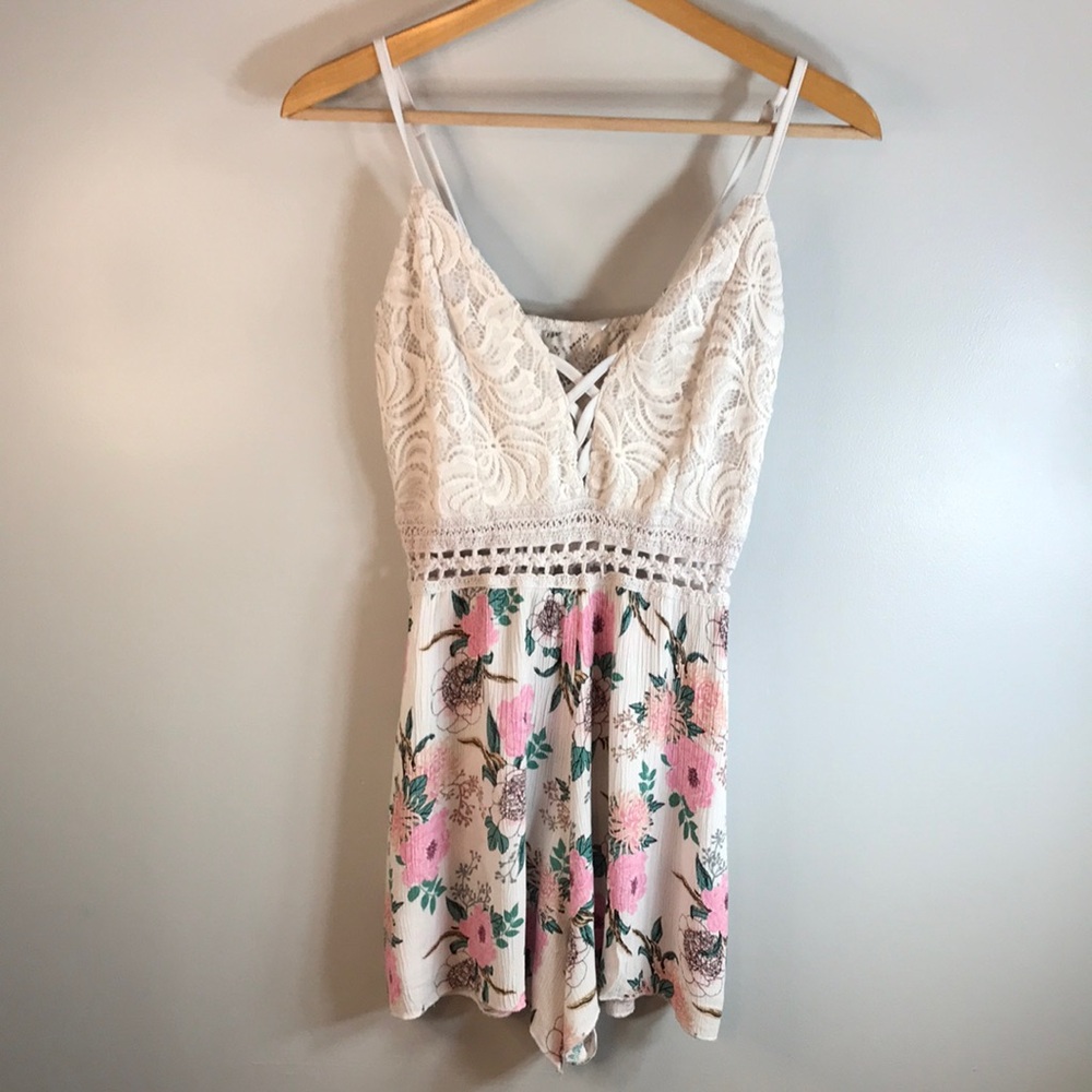 Streetwear Society Cream and Pink Floral Romper